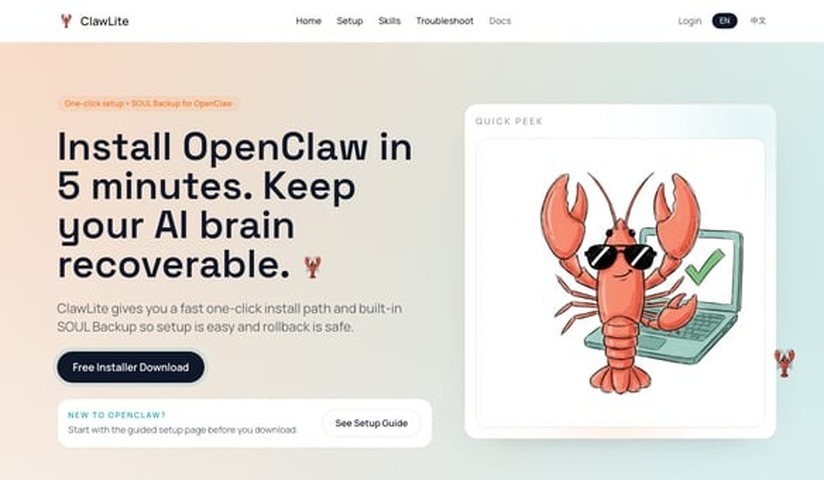 ClawLite installer launch and setup path
